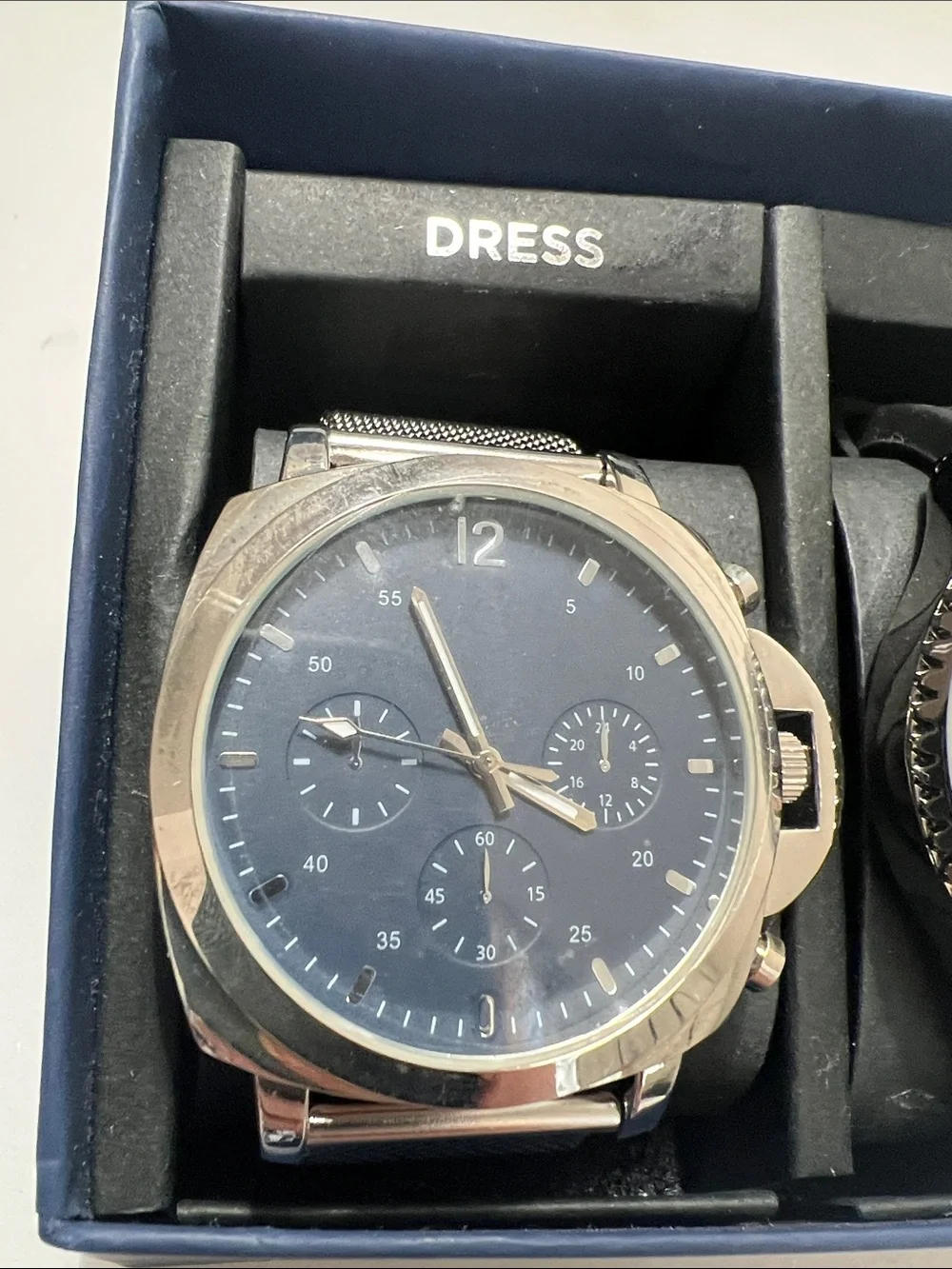 George  - Men's Two-Piece Watch Set - Black Faces, Silver & Black Cases NWT